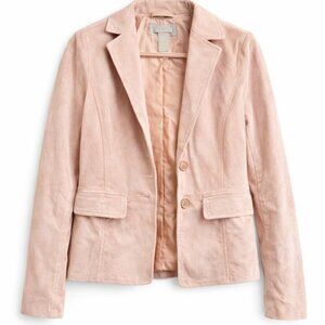 Leanne & White Blush Pink Genuine Leather Velvet Blazer Jacket Size 6